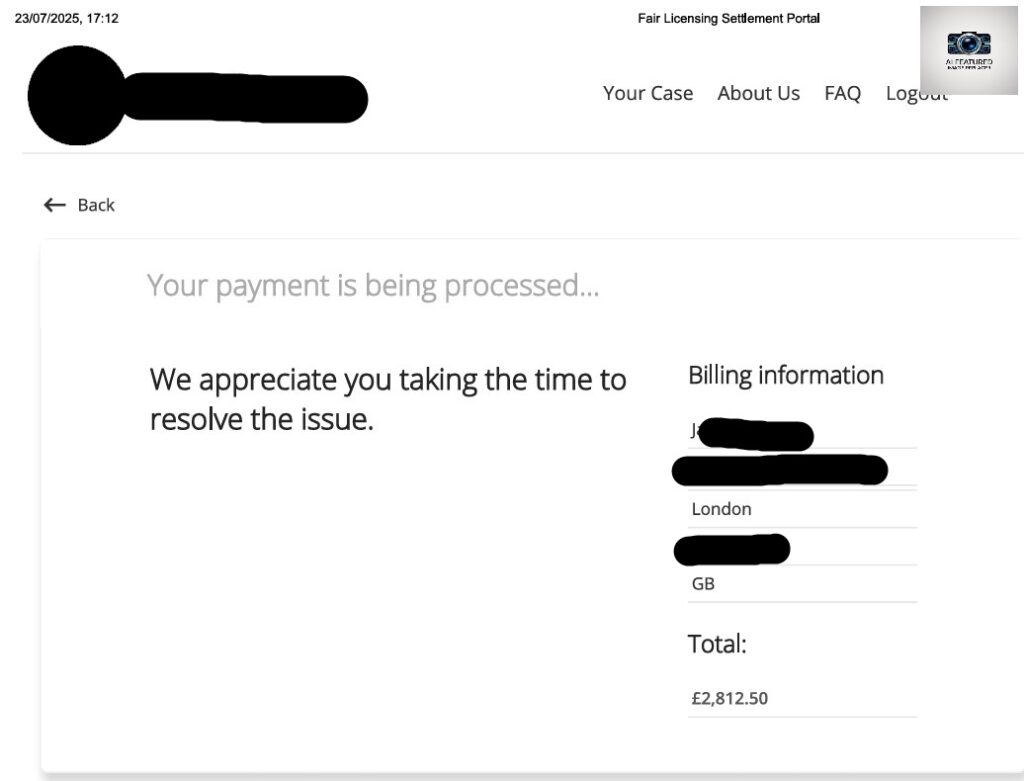 Copyright Penalty Payment Confirmation